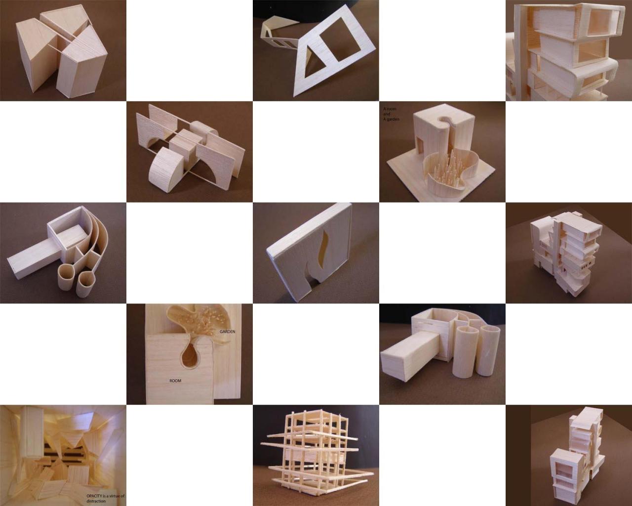 Collection of architectural studio models — Graduate Architecture Studio, UNSW 2006